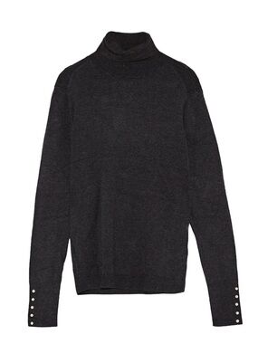 Zara Charcoal Turtleneck Sweater with Pearl Cuff